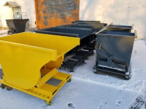 photo of new JT Fabrication self dump hoppers ready for the customer